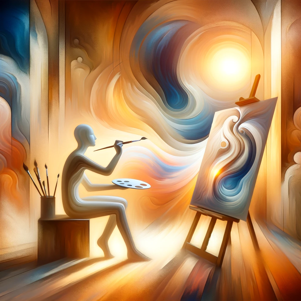 A serene image of a person peacefully painting, embodying the tranquility and joy of creative expression.